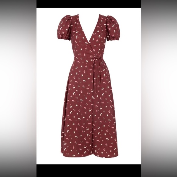 'Justina'
Wine Floral Wrap Dress /Size XS-US 2-4 /NR630 - Picture 3 of 7